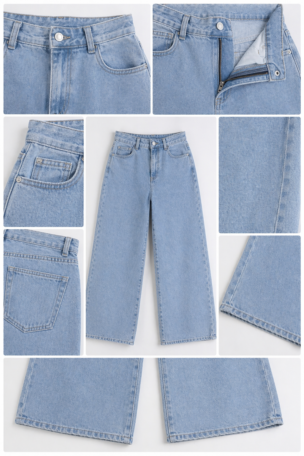 High-waisted wide leg jeans