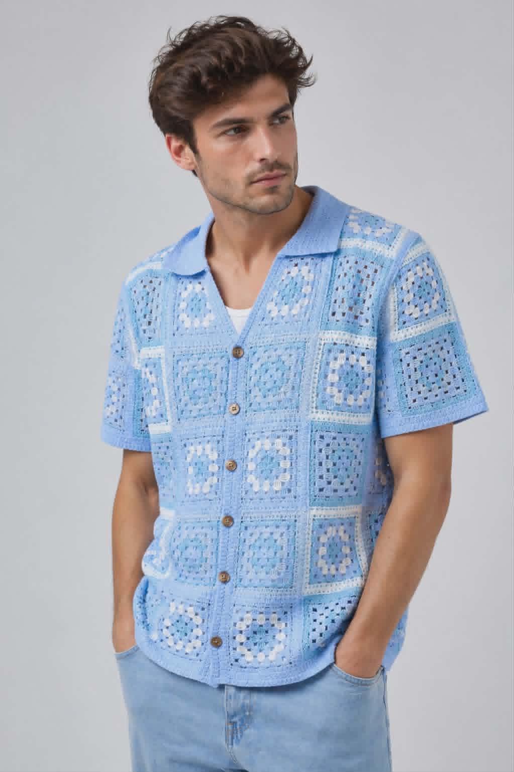 Chemise en maille - col V