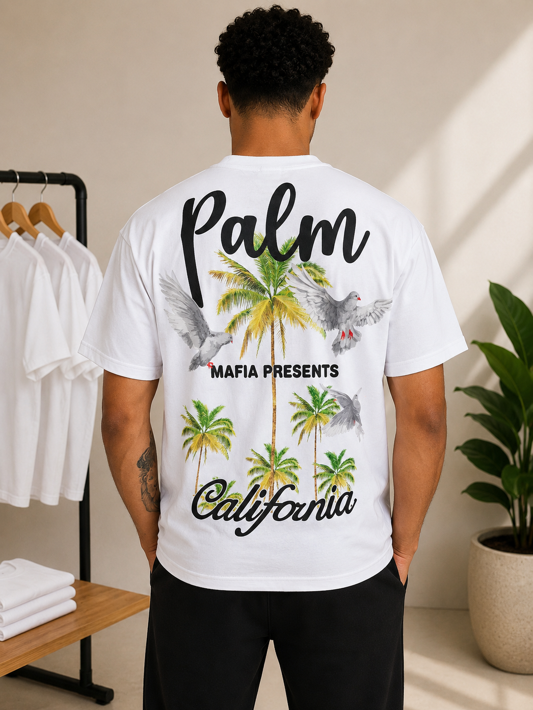 T-shirt Palm  –  Minimaliste & Tropical
