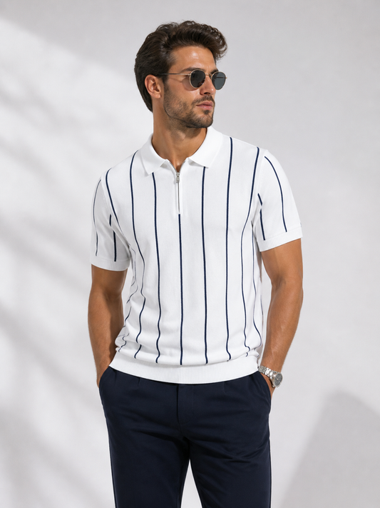 Polo rayé col zippé