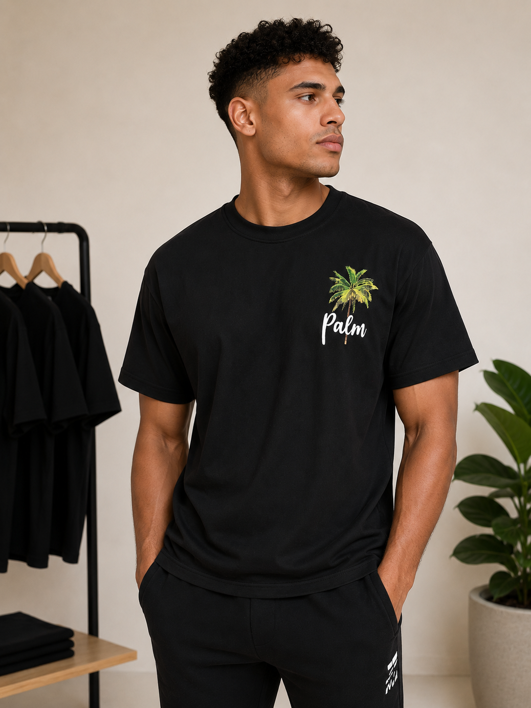 T-shirt Palm  –  Minimaliste & Tropical