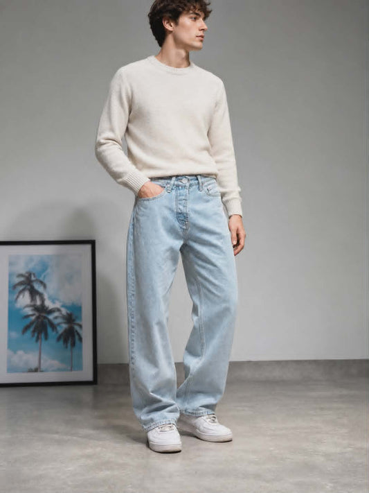 Jean baggy clair