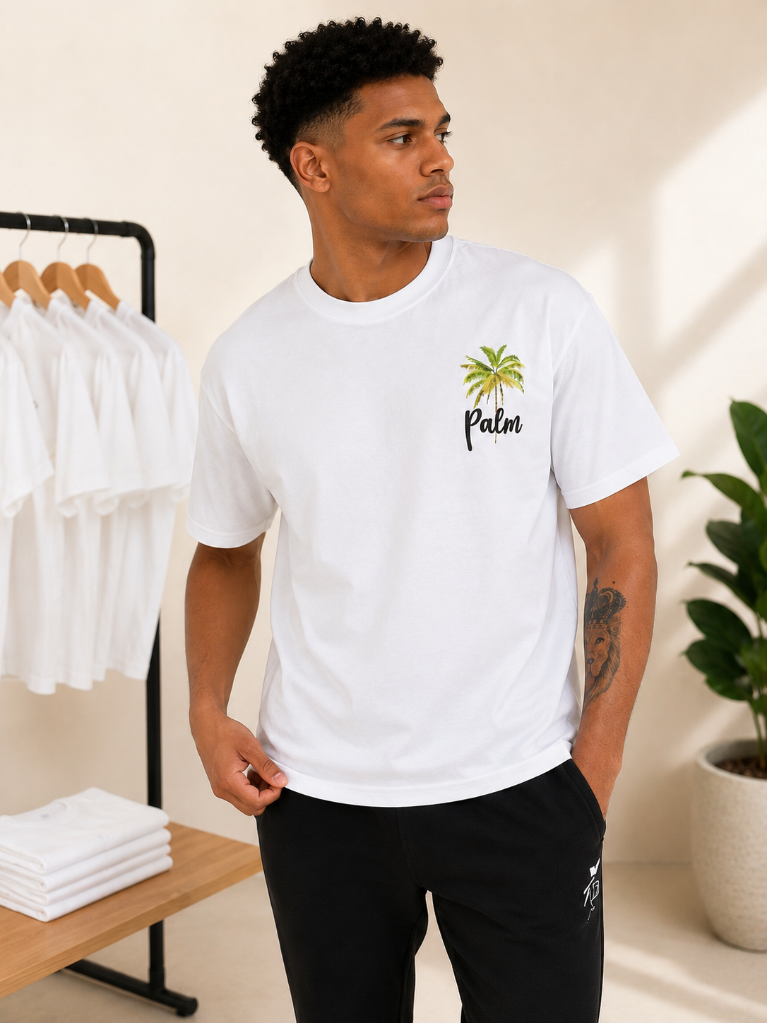 T-shirt Palm  –  Minimaliste & Tropical