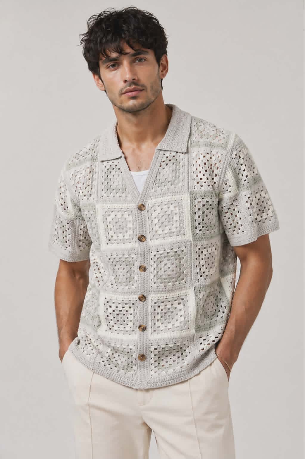 Chemise en maille - col V