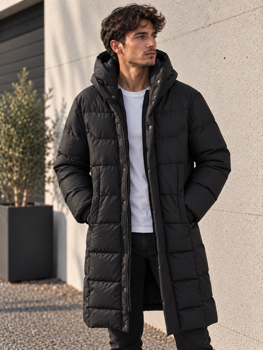 Parka matelassée à capuche- Noir