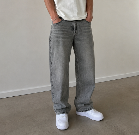 Jeans Gris Délavé- Coupe Large